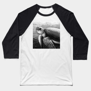 Sepia swimming sea turtle art Baseball T-Shirt